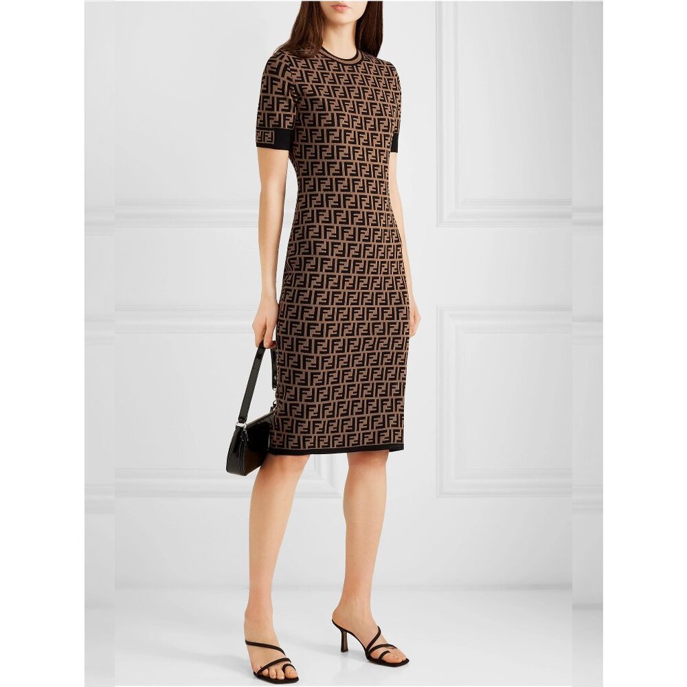 Fendi FF Zucca Brown Knit Dress